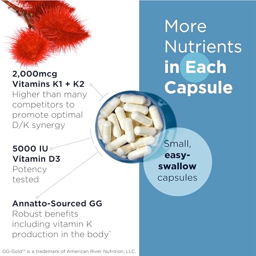 Designs for Health Vitamin D Supreme - Vitamin D 5000 IU with 2000mcg Vitamin K as MK4 for Bone Health, Heart Health & Immune Support - Vitamin D3 Enhanced with GG Supplement (60 Capsules)