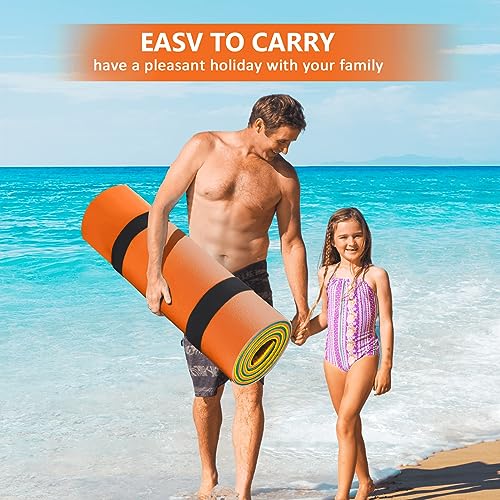 ZIPEAK Lily Pad Floating Mat, 8 x 4 ft Floating Mat for Lake, 3-Layer Tear-Resistant XPE Foam with a 16.4 FT Bungee Tether, A Great Companion for Boat Trips and Pool Fun (8' x 4' x 1.3")