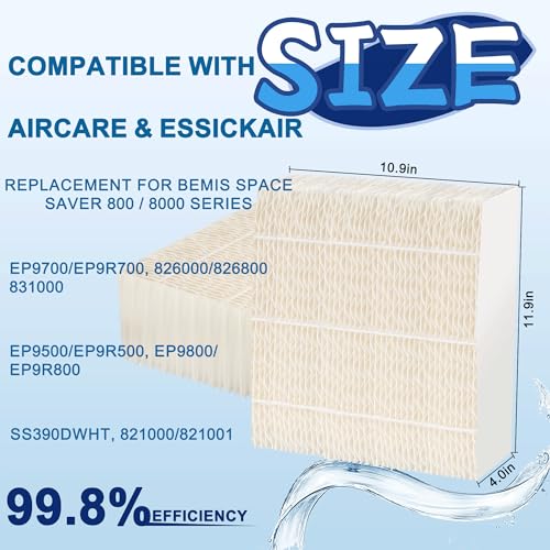 NISHCON 1043 Humidifier Wick Filters Replacement for Aircare EP9800 EP9500 EP9700 EP9R500 EP9R800 821000 826000 826800 831000 and Bemis Space Saver 800/8000 Series Pack of 2