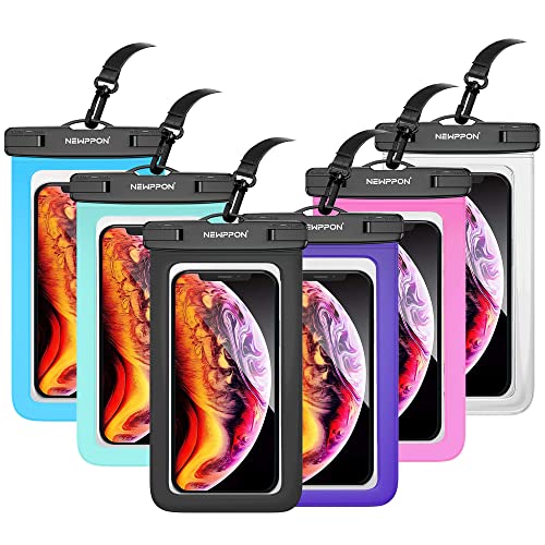 newppon Waterproof Cell Phone Pouch : 4 Pack Float Clear Cell Holder Protector with Lanyard - Universal Floatable Water Proof Dry Bag for iPhone Samsung Galaxy for Beach Swimming Pool