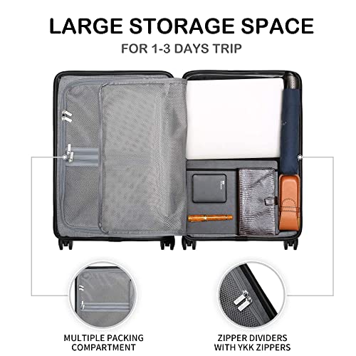 LEVEL8 Elegance Carry On Suitcase, 20 Inch Carry On Luggage with Wheels, Hardside Large Suitcases with Wheels, Tsa Lock,20-Inch, Black