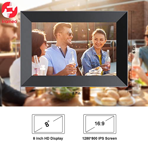 YunQiDeer 8 Inch Digital Photo Frame WiFi with1280*800 IPS LCD Touch Screen,Built-in 16GB Storage,Auto Rotate,Video Clips and Slide Show,Send Photos Instantly from Anywhere with via Frameo APP…