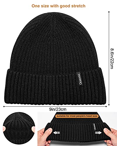 Ocatoma Beanie Hat for Men Women Warm Winter Knit Cuffed Beanie Soft Warm Ski Hats Unisex Rose Red