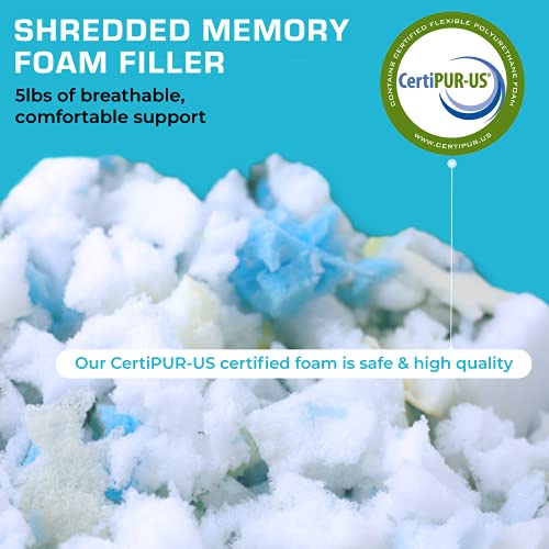 Xtreme Comforts 5 LBS Bean Bag Filler w/Shredded Memory Foam - Pillow Stuffing Material for Couch Pillows, Cushions, Bean Bag Refill Filling, & More Poly Fil/Polyfill Stuffing Needs (5 Pounds)