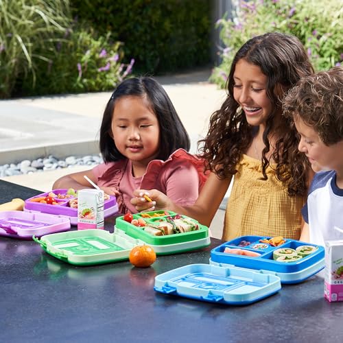 Bentgo Kids Bento-Style 5-Compartment Leak-Proof Lunch Box - Ideal Portion Sizes for Ages 3 to 7 - Durable, Drop-Proof, Dishwasher Safe, BPA-Free, & Made with Food-Safe Materials (Blue)