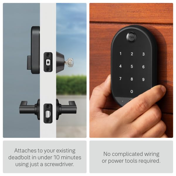 Yale Approach™ Lock with Wi-Fi + Keypad Touch - Keyless Entry Touchscreen deadbolt, Smart Bluetooth keypad - Black Suede