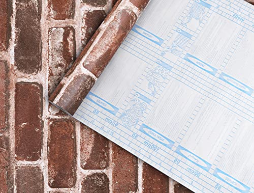 Akywall Red Brick Wallpaper Peel and Stick Realistic Distressed Textured Rock Stone Self Adhesive Contact Paper Embossed Vintage Removable Vinyl Wall Paper Faux Brick Look Wall Covering 118inch