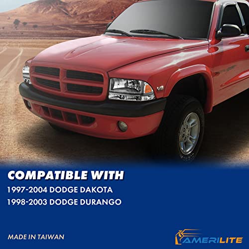 AmeriLite Chrome Replacement Headlights Corner/Parking Sets For Dodge Dakota/Durango Driver and Passenger Side