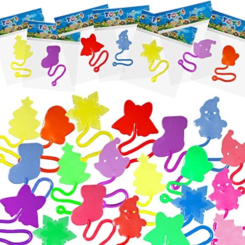 Mchochy 28pcs Christmas Sticky Hands Toys for Kids, Christmas Styles Stretchy Toys for Christmas Stocking Stuffers, Gifts, Pinata Fillers, Party Favors for Kids