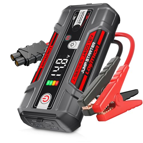 LOKITHOR J400 2000A 12V Portable Lithium Jump Starter, Car Battery Booster Pack, USB-C Powerbank Charger, and Jumper Cables for Upto 8.0-Liter Gas and 6.0-Liter Diesel Engines, Smart Digital Screen