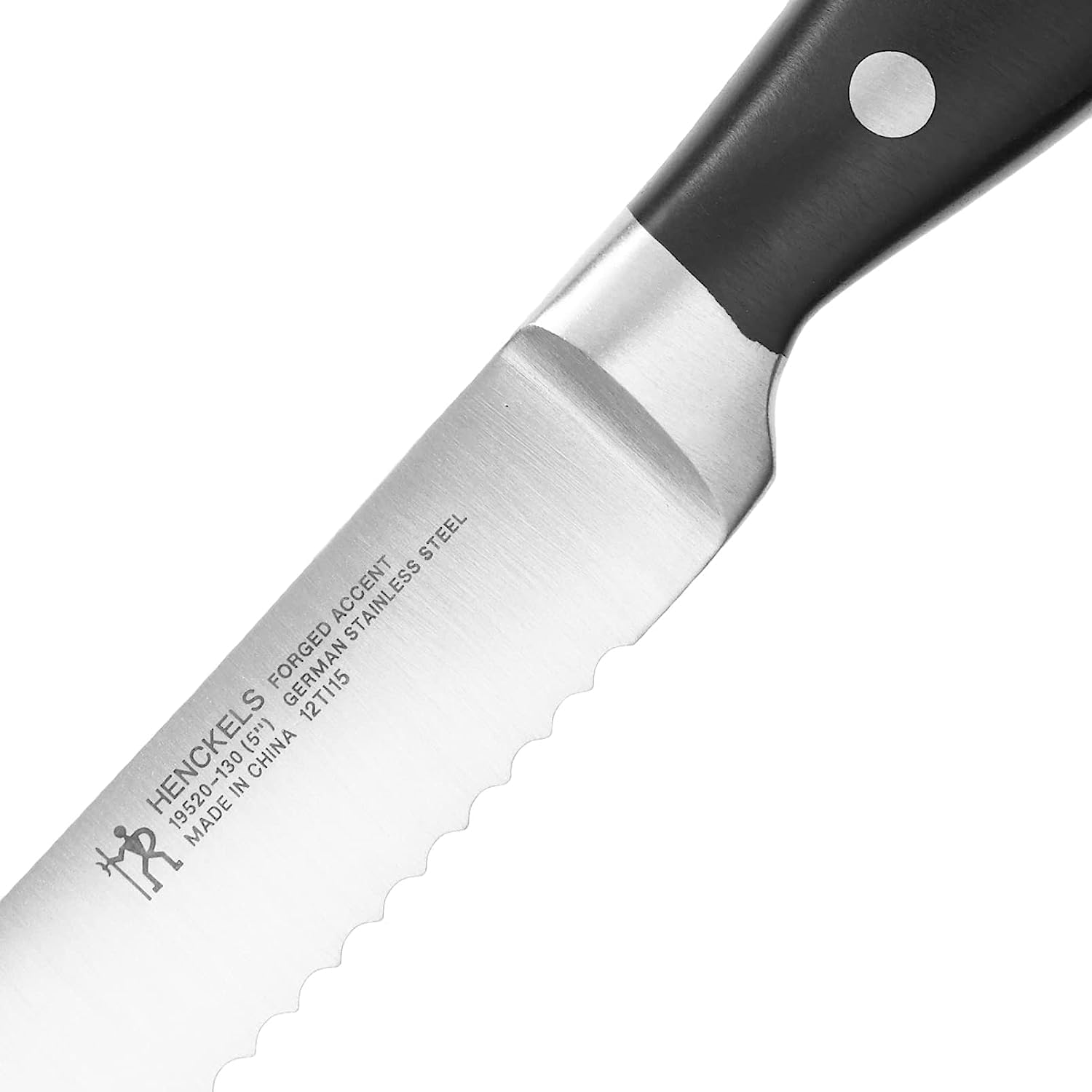 HENCKELS Forged Accent Razor-Sharp 5-inch Serrated Utility Knife, Tomato Knife, German Engineered Informed by 100+ Years of Mastery,Black