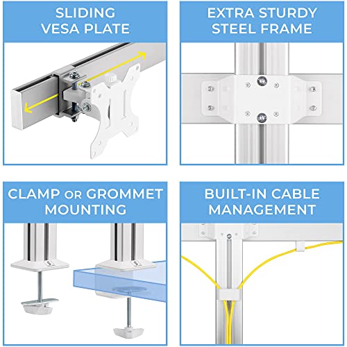 Stand Steady 4 Monitor Mount Desk Setup - Heavy-Duty Height Adjustable Monitor Stand, Swivel Arm with Clamp-On Base, Four Screen VESA Mount Fits Most LCD/LED Monitors 17-32 in. (Silver, 4 Mounts)