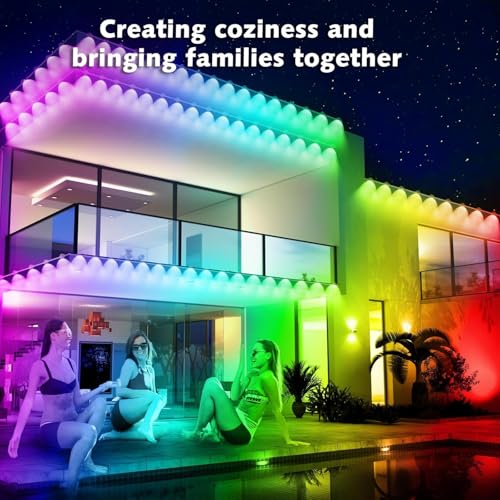 100FT Permanent Outdoor Lights,RGB Eaves Lights with App Control Remote,DIY Scene Modes IP67 Waterproof Outdoor Under Eave Lighting,Outdoor Lights for Outdoor Decor,Garden Decor,House,Party,Holiday