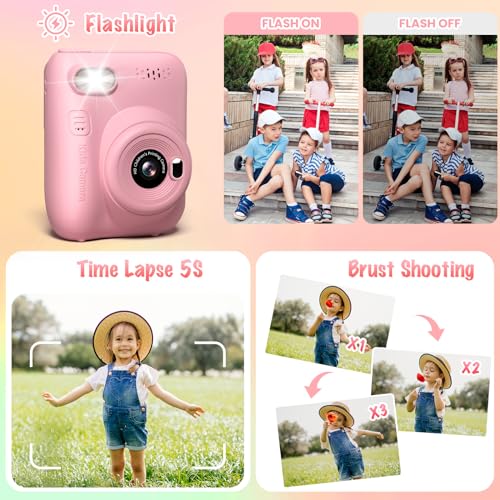 Kids Camera Instant Print, 3.0" HD 32MP Kids Camera Birthday Gifts for 3-12 Year Old Girls Boys, 1080P Digital Camera for Toddler Children, Portable Toy with 32GB SD Card-Blue