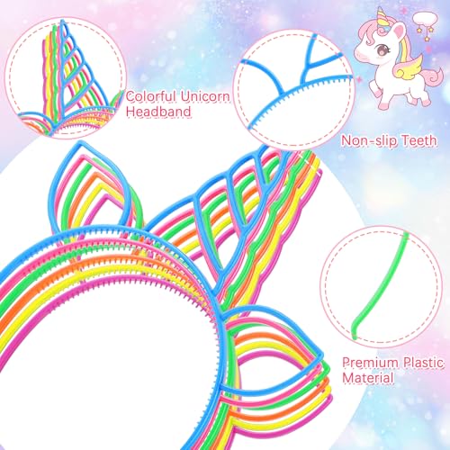 URSKYTOUS 18Pcs Unicorn Birthday Party Favors Unicorn headbands for Girls Halloween Christmas Party Supplies Gift Cosplay Plastic Hairbands Hair Loop Headware Accessories for Teens Toddlers Children