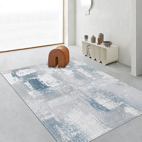 FINOREN Artistic Abstract Area Rug.Lines-Grey,4x6 Feet,Suitable for Bedroom,Living Room,Apartment,Machine Washable Non-Slip Soft Modern Interior Rug,Smudge-Proof,Non-Shedding.