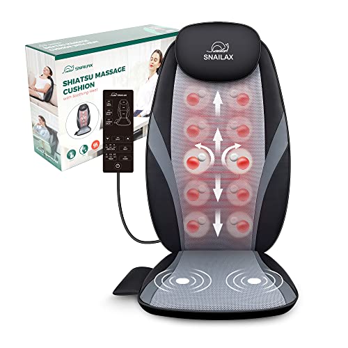 Snailax Back Massager with Soothing Heat, Gifts for Men, Women, Electric Deep Tissue Kneading Full Body Massage Chair for Back Pain, Home, Office Use, App Control