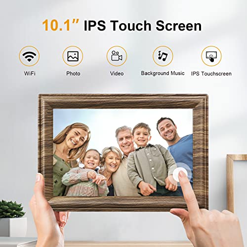 Canupdog WiFi Digital Picture Frame, 10.1 Inch Smart Digital Photo Frame with 16GB Storage, Wall Mountable Auto-Rotate Electronic Frames Sharing Photo/Video via Frameo App