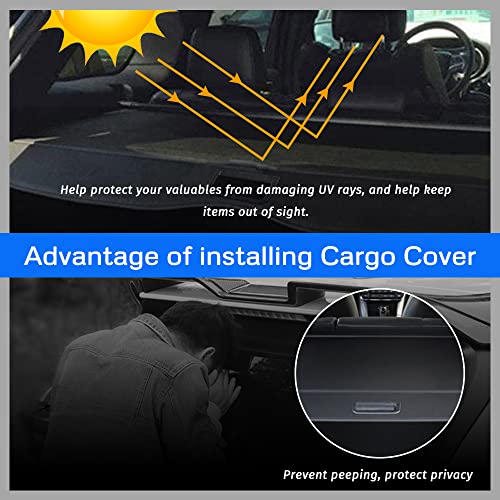 KEDAKEJI Cargo Cover Compatible with 2011-2021 Jeep Grand Cherokee Waterproof Rear Trunk Cover Retractable Security Cover Shielding Shade Black