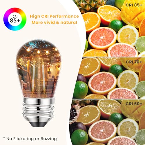 Svater 15 Pack 2W S14 Replacement LED Bulbs for Outdoor String Light, Dimmable Plastic Vintage Edison Bulb Lights, E26 Base,IP65 Waterproof, Warm White 2700K
