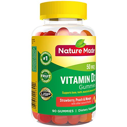 Nature Made Vitamin D3 2000 IU (50 mcg) per serving, Dietary Supplement for Bone, Teeth, Muscle and Immune Health Support, 90 Gummies, 45 Day Supply