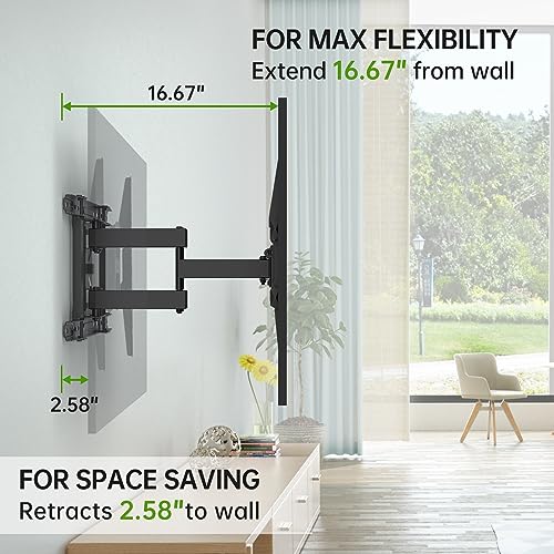 USX Mount Long Arm Full Motion TV Wall Mount for Most 42-90 inch TV 40 Inch Extension TV Mount，Wall Mount TV Bracket with 90°Swivel Up to 150lbs Fits 16” 18” 20” 24” Stud VESA 800x400mm XML035…
