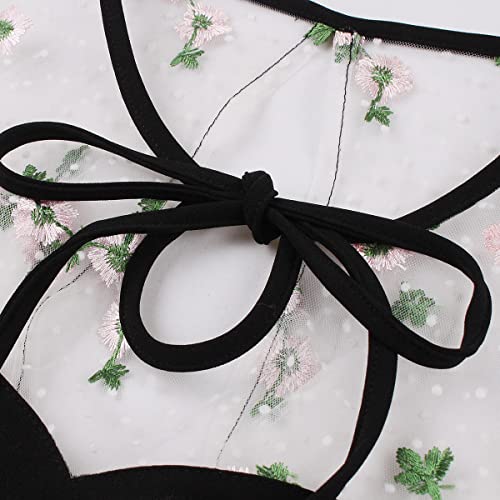 Women Butterfly Keyhole Mesh Bell Sleeve Gothic Dress 1950s Vintage Cocktail Dress Panel Polka Dots Embroidery Witch Dress Plus Size Halloween Costume A-Line Tea Party Goth Dress Pink-Butterfly M
