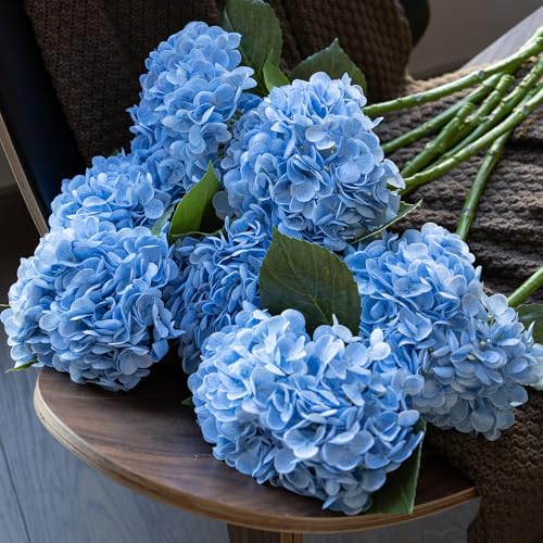 DUYONE 3PCS 22 inch Realistic Artificial Hydrangea Large Real Touch Flowers Artificial Flowers Dry Flowers Outdoor Wedding Christmas Office Family Party Living Room Table Decoration (Pink)