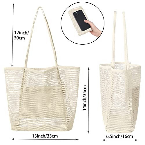 Iioscre Mesh Beach Tote Bags for Womens,Large Causal Beach Hobo Bags for Beach Swimming Pools Beach Essentials