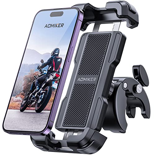 Aomiker Bike Motorcycle Phone Holder Mount - [2024 Quick Release] Bike Phone Holder Handlebar Clamp, Bicycle Scooter Phone Clip for iPhone 15 14 13 12 11 Pro Max Plus Mini, 4.7-6.8" Smartphone