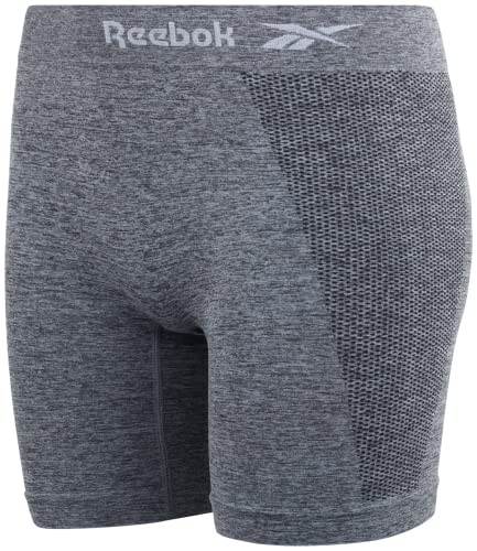 Reebok Women's Boy Shorts Underwear - 3 Pack Seamless Long Leg Boyshorts Panties for Women (S-3X, available in Plus Size), Size Small, Black/Charcoal Melange/Black