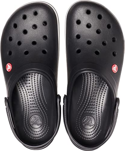 Crocs Unisex-Adult Crocband Clog, Black/White, 10 Women/8 Men