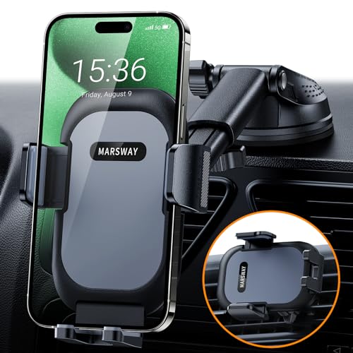 hitolza Ultra Stable Phone Holders for Your Car [Powerful & 360 Adjustable Suction Cup] Universal Car Phone Holder Mount Long Arm Flexible Car Mount for Dashboard Windshield Air Vent All Phone Case