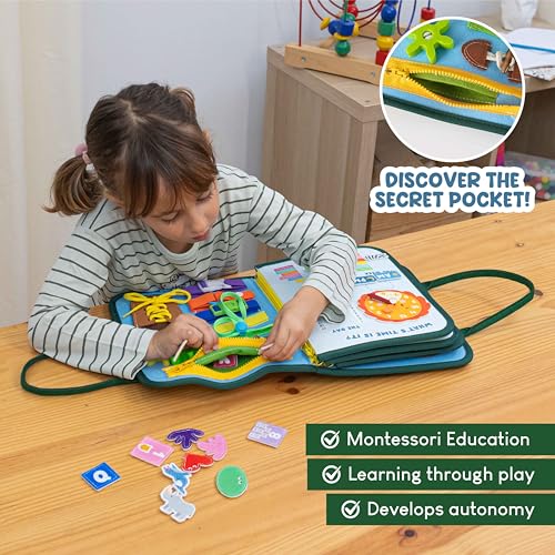 BONNYCO Toddler Busy Board Felt Montessori Toys, Sensory Board, Busy Book, Learning Toddler Toys, Montessori Busy Board | Kids Toys, Gifts for Boys Girls, Birthday Gifts for Kids, Christmas