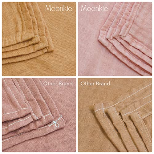 Moonkie Muslin Swaddle Blanket | Comfort Soft Baby Blanket for Boys and Girls | Silky Infant Receiving Blanket Baby Swaddle Wrap | Unisex, 47 x 47 inches, 4 Pack