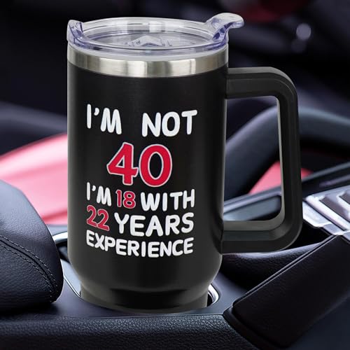 Heqianco 40th Birthday Gifts For Him, Women Mens 40th Birthday Gift Ideas, 40th Birthday Gifts For Men Funny, Forty Birthday Gifts For Men And Women, 40th Cups, 50th Tumbler with Handle