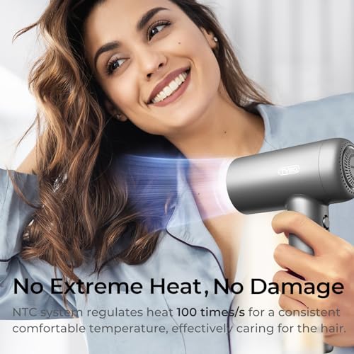 TYMO Travel Hair Dryer, Professional Ionic Blow Dryer for Women, Drying Faster with Less Frizz, Lightweight Compact Hairdryer with Thermal-Control for Travel/Home