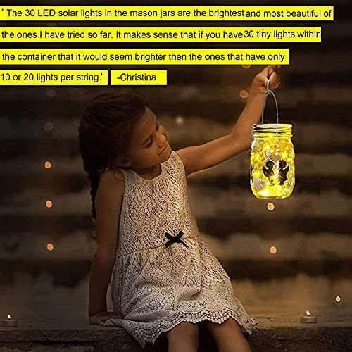 yeuago 12 Pack Solar Mason Jar Lid Lights - 30 LED Firefly Fairy String Lights, Waterproof Outdoor Solar Lights with Hangers for Regular Mouth Jars (No Jars Included)