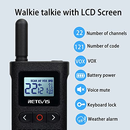 Retevis RB28B Small Walkie Talkies for Adults,Two Way Radio with Earpiece,VOX Handsfree,1500mAh Long Battery, Handheld 2 Way Radio Rechargeable for School Retail Restaurant Hotel (6 Pack)
