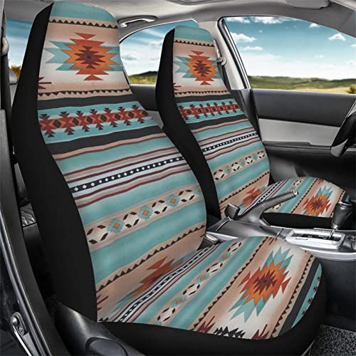 Salabomia Aztec Western Horse Car Seat Cover, High Back Stretchy Car Seat Protector Cover for Women, Comfortable 2 Piece Car Seat Covers Universal Fit for Most Vehicle Cars, Blue