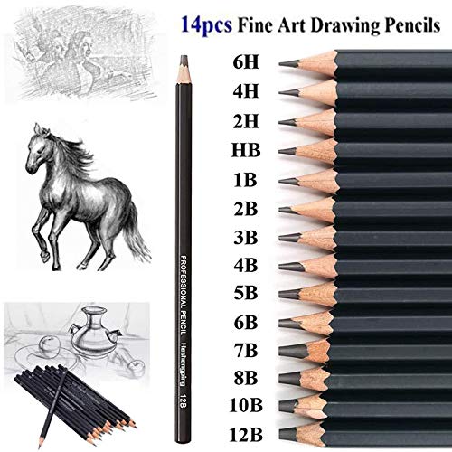 Heshengping, Sketching and Drawing Pencils Set-26pcs,Art Supplies Drawing Kit,Graphite Charcoal Professional Pencils Set, Adults Beginners Artist