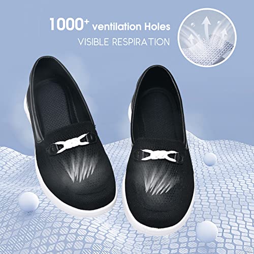 Buyrew Women Slip On Loafers Lightweight Knit Walking Flat Shoes Comfortable Nurse Office Work Casual Travel Sneakers Yellow 6.5
