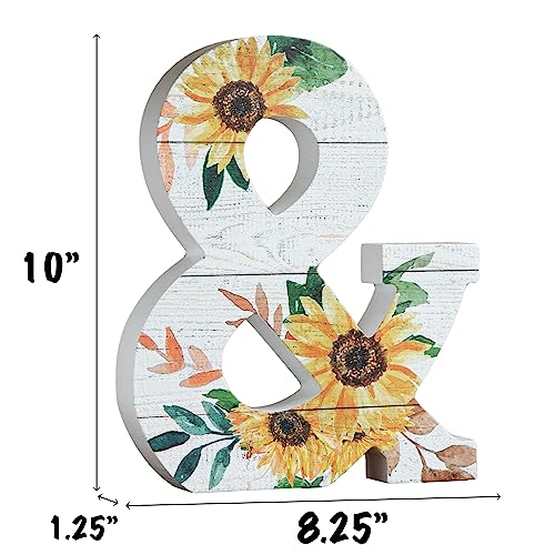 COLLECTIVE HOME - 10" Wood Lettes for Wall Decor, Sunflower Tabletop Alphabet Decoration, DIY Farmhouse Decor, Rustic Freestanding Monogram Block (W)