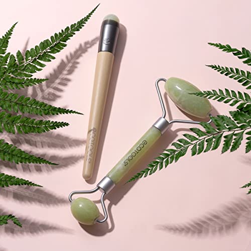 EcoTools Beauty Skin Care Tool Jade Facial Roller and Eye Roller Duo, Face Roller and Massager, Skincare and Sculpting Tool, Reduces Under Eye Puffiness and Dark Circles, 2 Piece Set