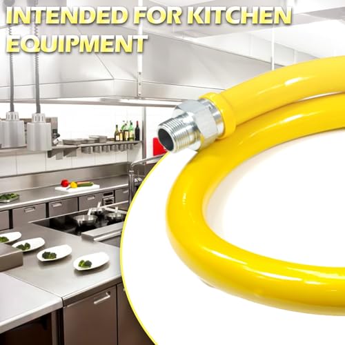 Safety System Kit, 3/4 In ID 48" Gas Hose Connector Kit with Elbows Quick Disconnect Gas Line Hose Full Port Gas Valve Restraining Device and Swivel Connector for Commercial Kitchen Equipment
