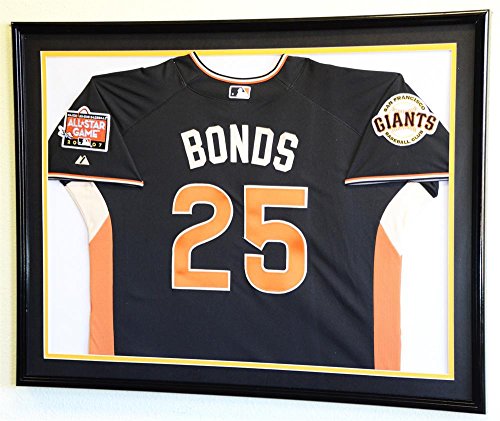 XL Double Matted Custom Framed Jersey Display Case Frame w/98% UV Protection (Black Wood Finish, Black Background)