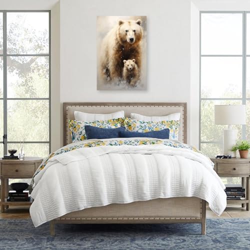 CCWACPP Bear and Cubs Canvas Wall Art Animal Pictures Wall Decor Animals Portrait Painting Print Large Living Room Decor Frame (Bear - 1, 12.00" x 18.00")