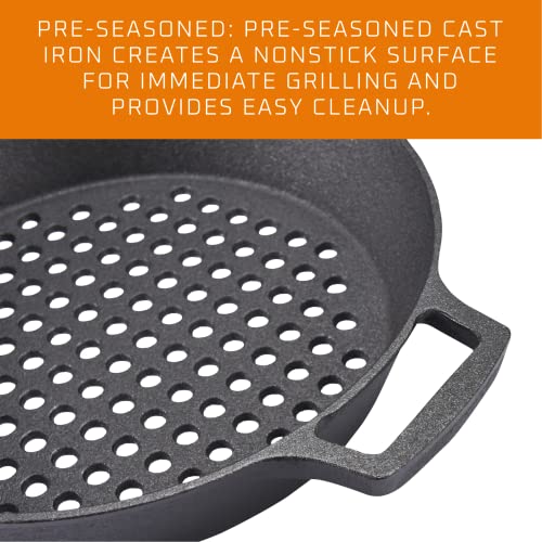 Bruntmor Pre-Seasoned Cast Iron Saute Fry Pan, Large Size, Dual Handles, Nonstick Surface, Induction Compatible, Easy Cleanup