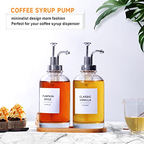 Coffee Syrup Pump, 4PCS Syrup Pump Compatible with Coffee Syrup Dispenser, Simple Design Coffee Syrup Dispenser Pump Suitable for Multiple Types of Bottles (Black+Silver)