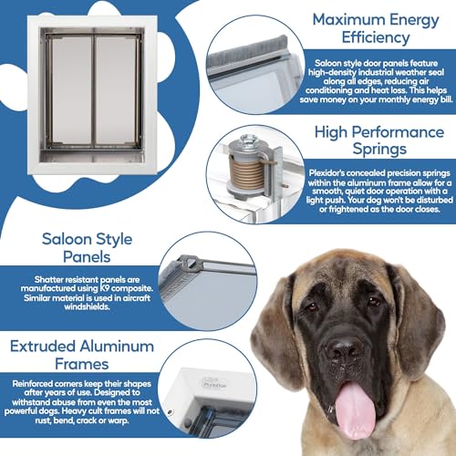Plexidor Performance Pet Doors for Cats and Dogs - Wall Mount Pet Door with Lock and Key - Energy Efficient - White